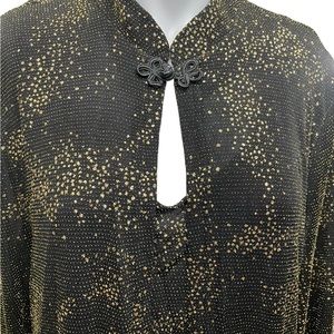 Tradition women’s vintage blouse with tank top black with gold sparkle sizeLarge